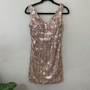Milano Gold sequin mini cocktail party, concert dress women’s Size 4 V Neck